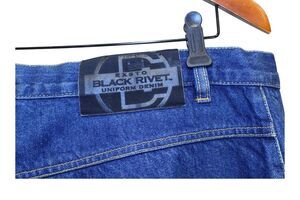 Vintage Black Rivet Mens Baggy Wide Leg Jeans 40W 32L Medium Wash Y2K Skater